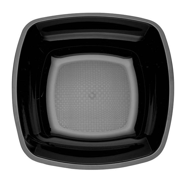 MONOUSO | Plato Duro Reutilizable PP Hondo Negro "Square" 18cm (300 Uds)