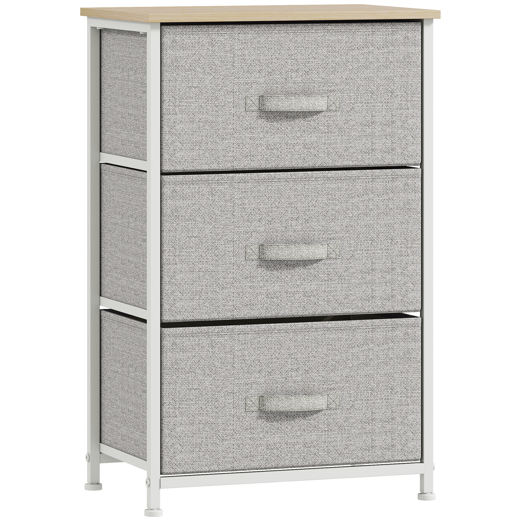 HOMCOM Cómoda con 3 Cajones de Tela, Cómoda para Dormitorio, Marco de Acero, Cajonera para Salón, Oficina, Vestidor, Gris