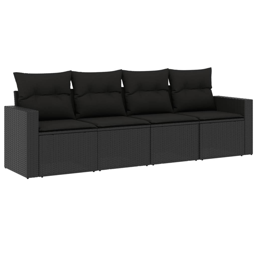Vidaxl Juego de Sofás de Jardín 4 Pzas Negro
