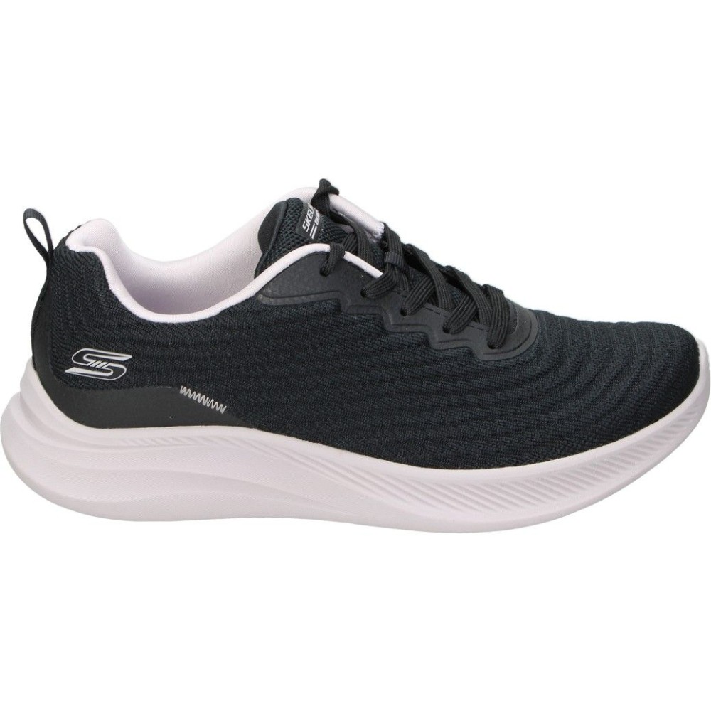 SKECHERS | Zapatillas Skechers BOBS Moda Flex Mellow Dawn para Mujer – Deportiva Negra con Detalles – Sneakers con Cordones – Memory Foam – Apto para Lavadora – Vegan – Cómodas – Modelo 117731-BLK