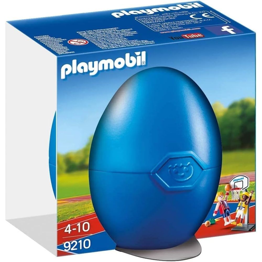 PLAYMOBIL jugadores baloncesto (9210) huevo Dos figuras con canasta y balón.