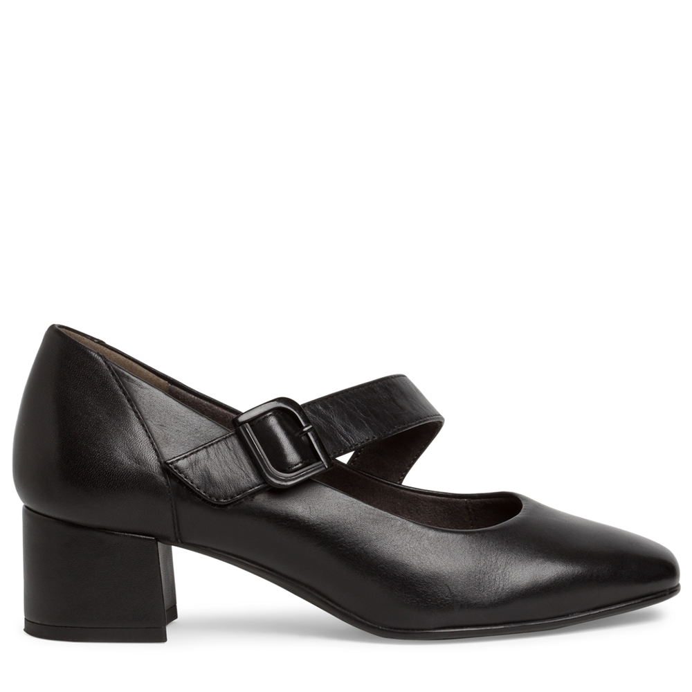 Tamaris - Cómoda 84304 para salón mujer en cuero negro, suela de goma flexible y antideslizante, ajuste cruzado con velcro, altura 5 cm