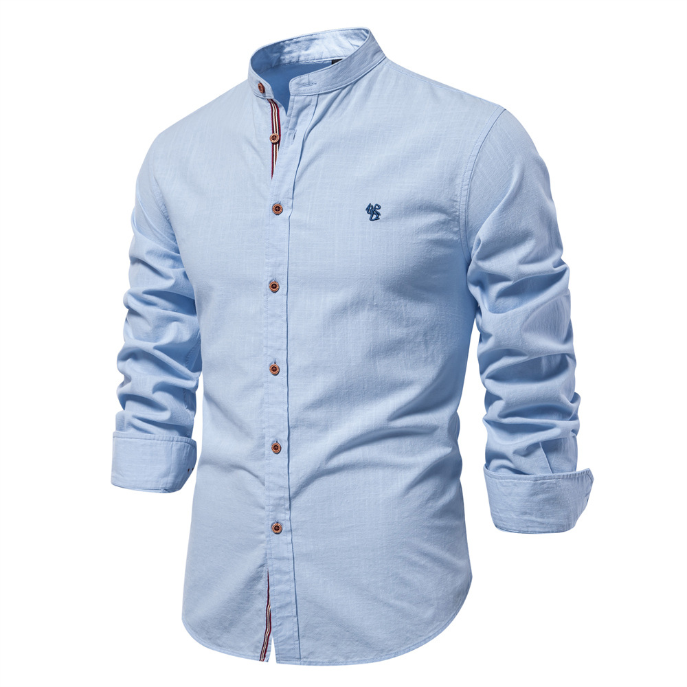 TK Primavera y verano nuevas camisas de negocios de moda para hombres camisas de manga larga de color sólido de moda japonesa casual de algodón y lino para hombres en hermosos tamaños