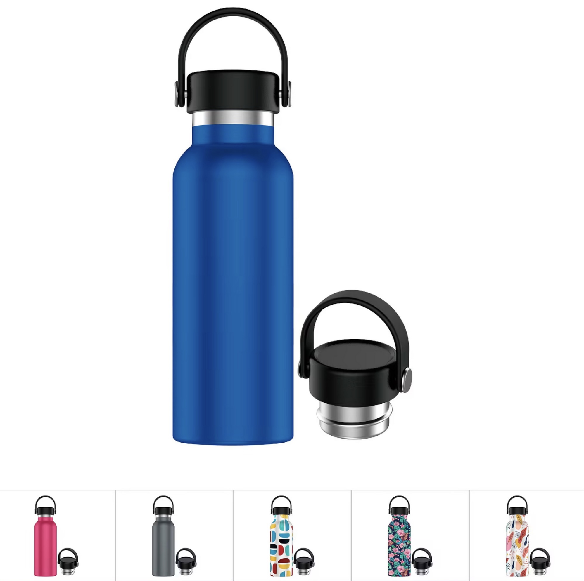 CA Botella Termo de Agua Acero Inoxidable con Asa - Botella Térmica Reutilizable (+40 Colores) | Sin BPA | Mantiene 24H Frio / 12H Calor | Termo y Hermética - Doble Pared al Vacío a Prueba de Fugas |  termo (MS500 MS750)