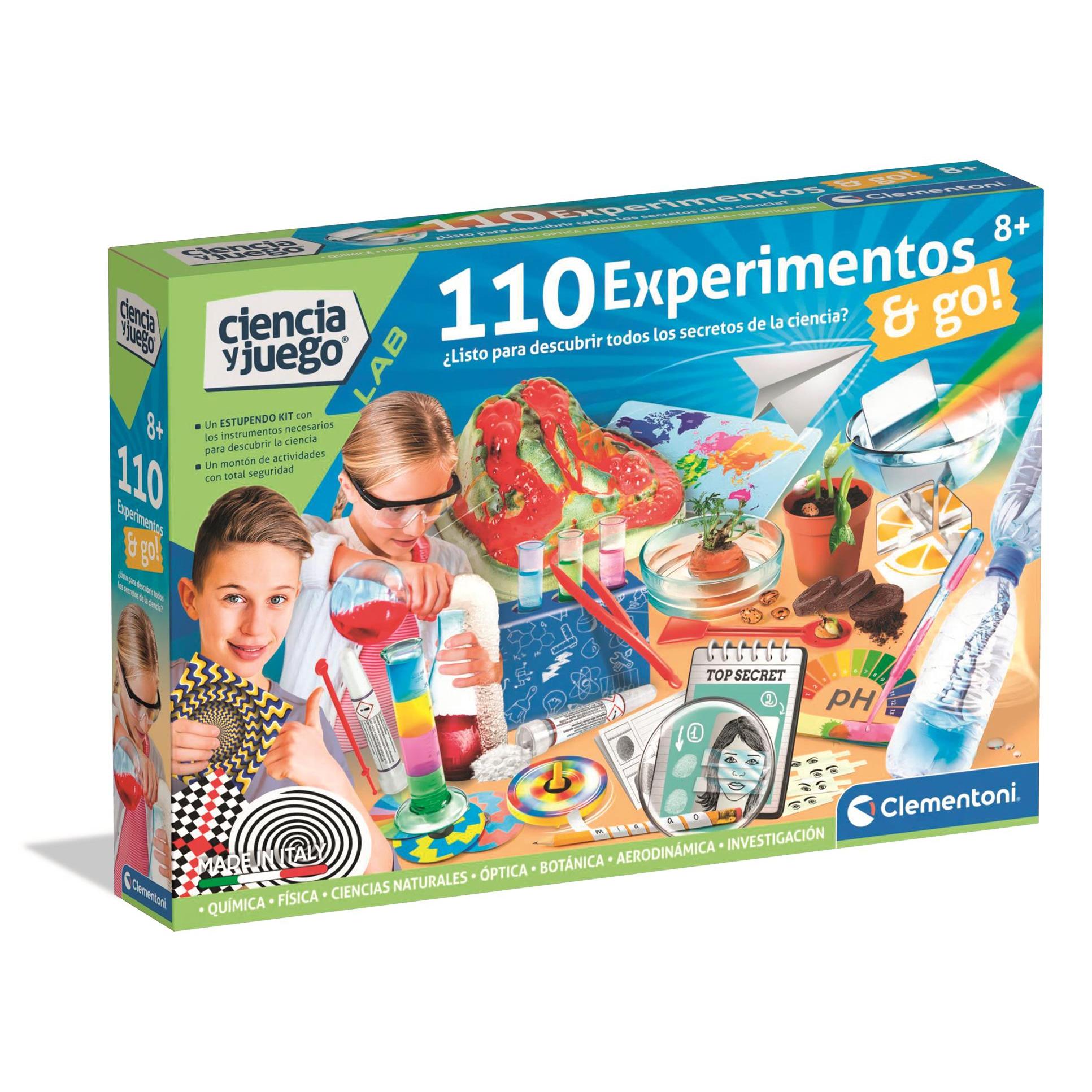 Clementoni - 110 Experimentos, Juego Científico Experimentos, Laboratorio de Química, Juguete en Español a Partir de 8 años, Varios Mediano - 55474