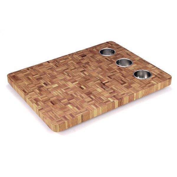 Juego tabla de cortar de bambú y cuentos en acero inoxidable (4 piezas) Bamboo Natur, 1 tabla de cortar (30,5 cm x 22,8 cm x 0,8 cm), 3 cuencos CRC Tablas de corte  CRC menaje