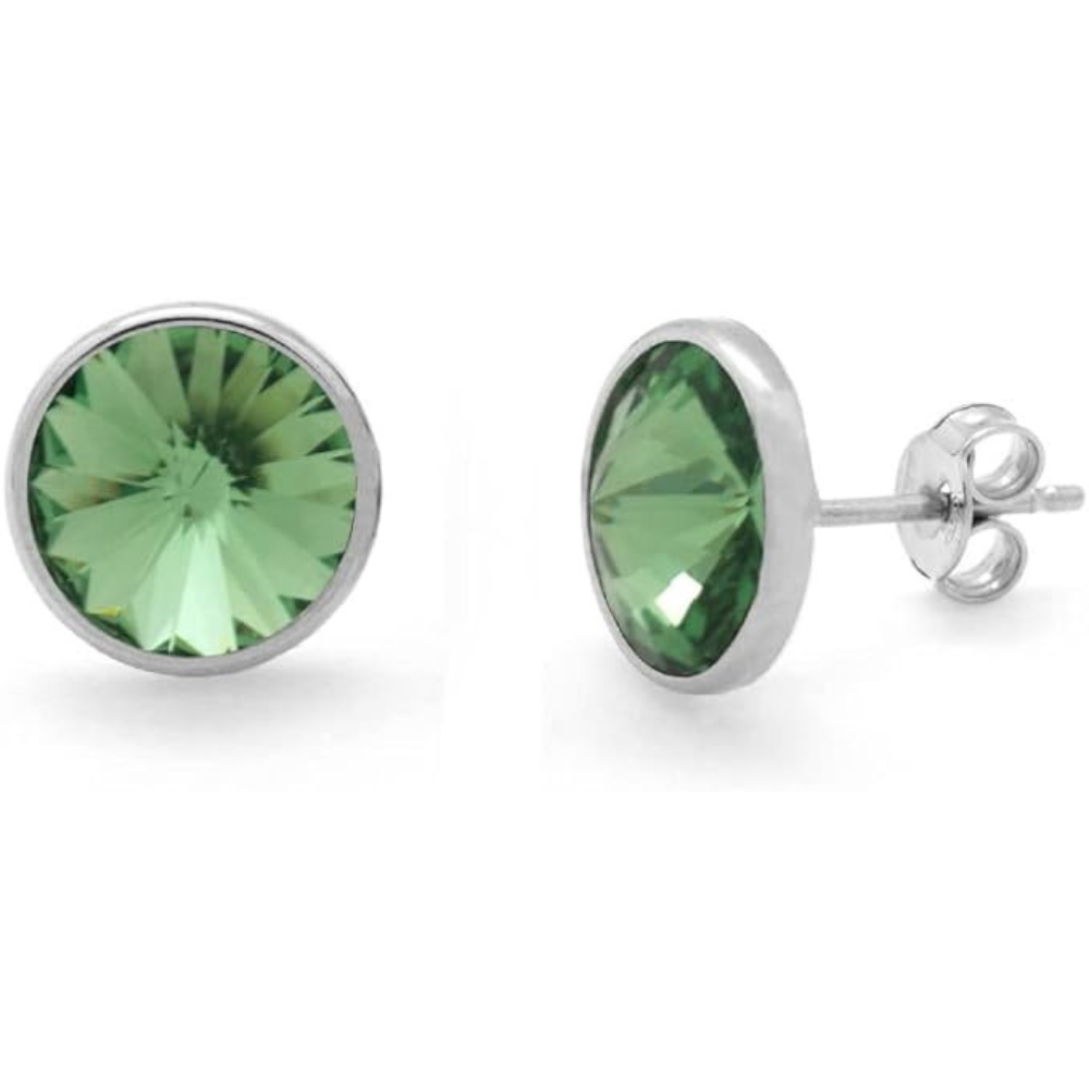 Victoria Cruz - Pendientes Redondos Botón para Mujer, Plata de Ley 925, Bañado Oro 18k / Rodio sobre Plata, Cierre Tuerca de presión