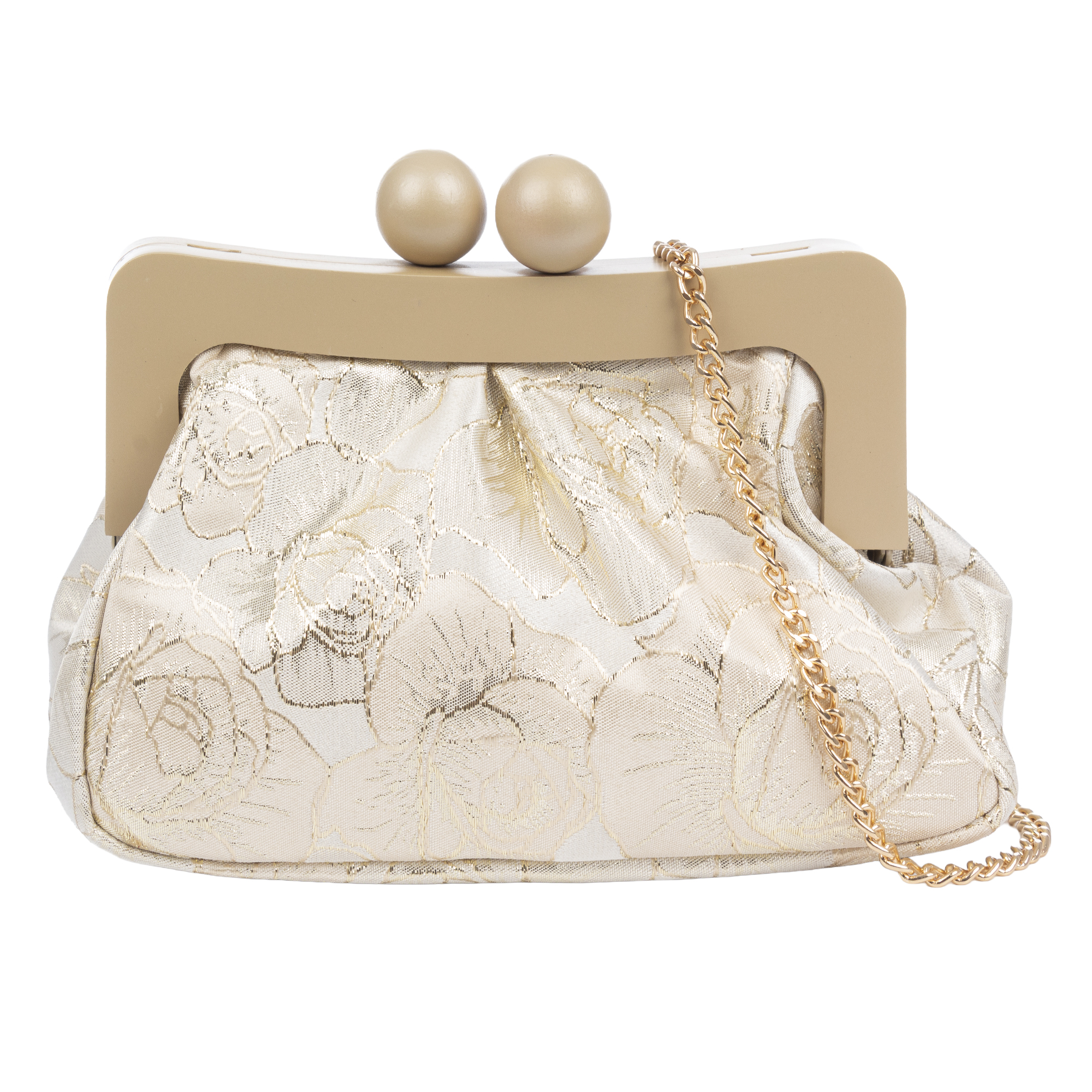 Bormida Bolso bandolera Mujer. Fabricado en madera y tela con diseños florales.