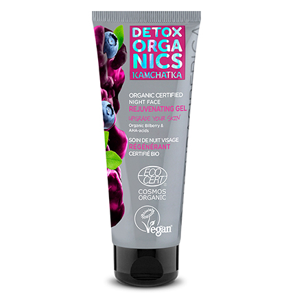 Gel de noche facial rejuvenecedor certificado orgánico