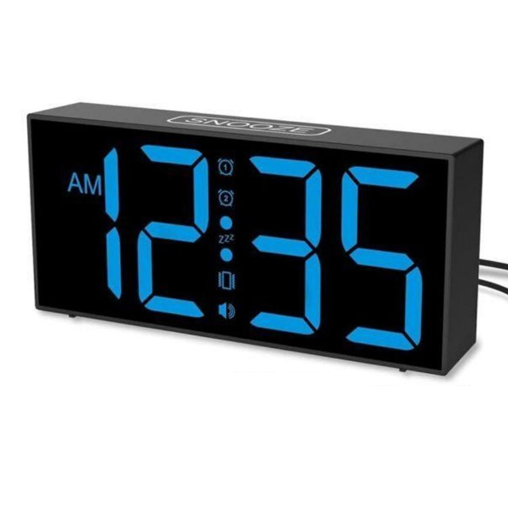 Om Home Despertador extra fuerte con vibración de cama, despertador LED de 7" con vibración para personas sordas, con dificultades auditivas y personas que duermen profundamente, alarma dual, función de repetición, C
