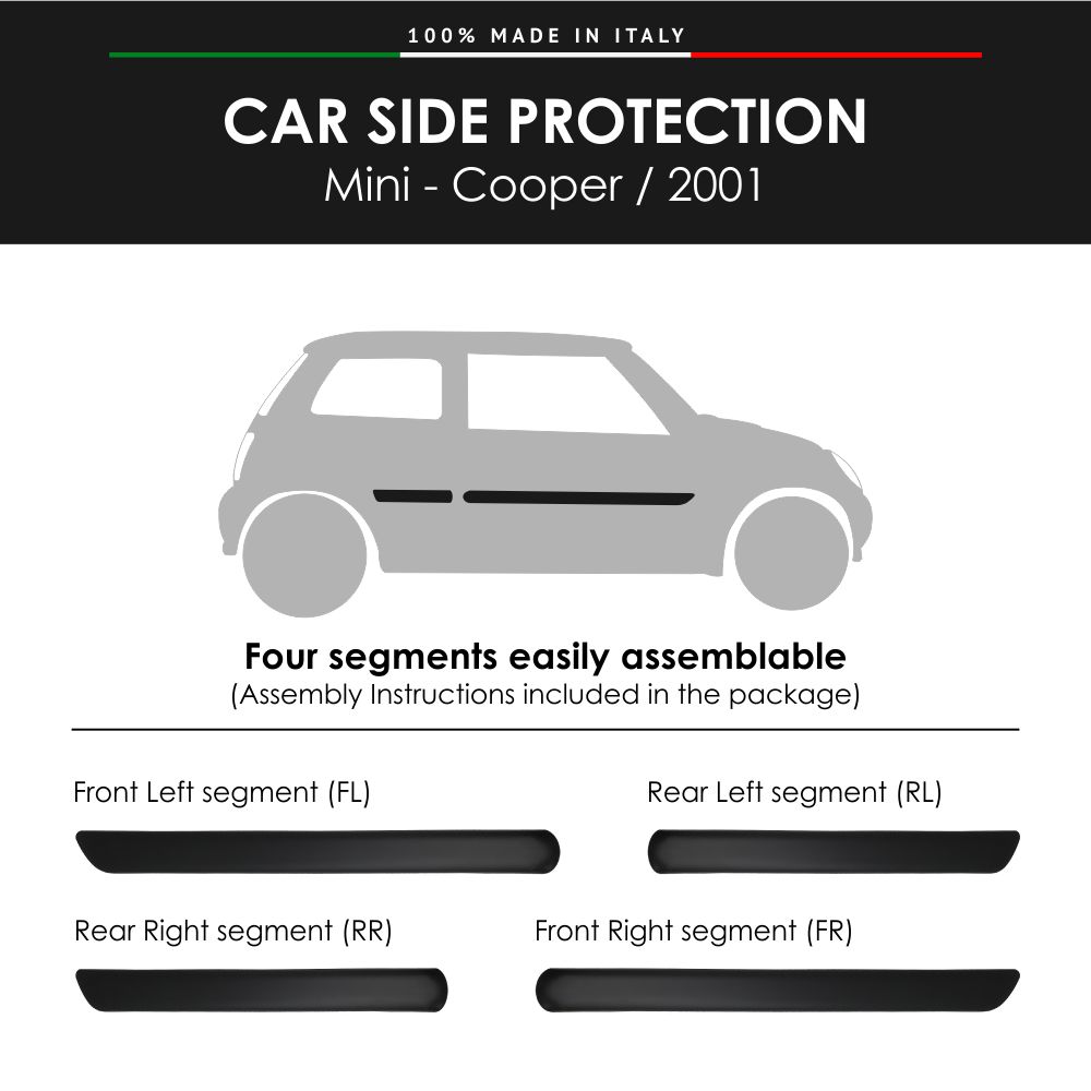 Molduras laterales parachoques Mini Cooper 2001 con doble cara pegatina 3M