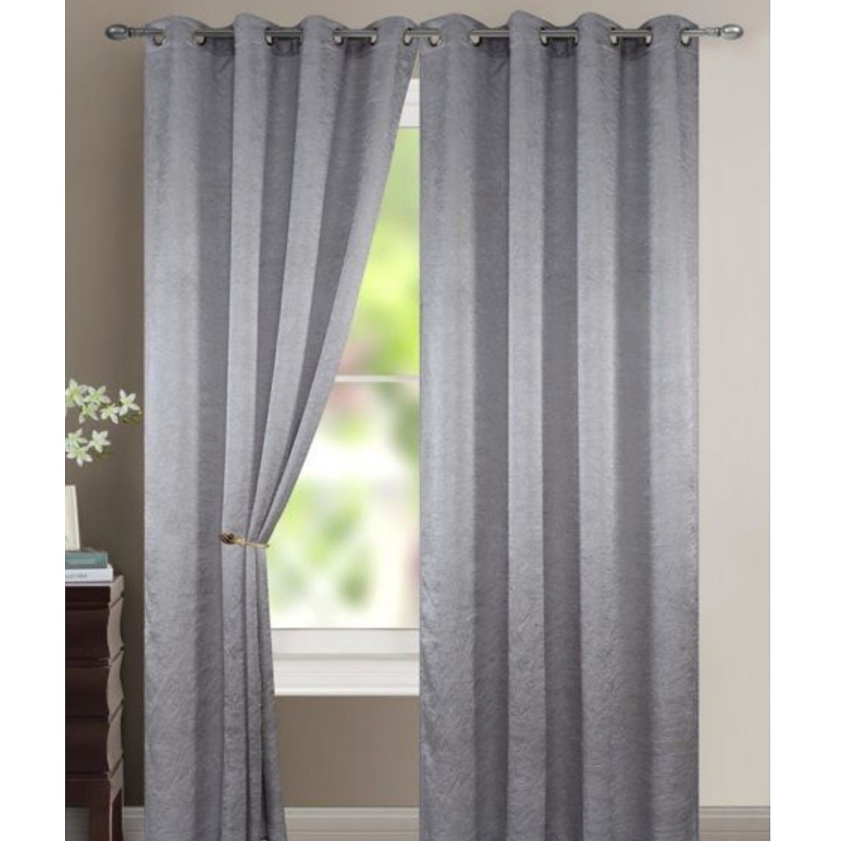 2 Cortinas Visillos Microfibra, Efecto Arrugado con 8 Ojales, 140 x 260 cm, Listo para Colocar) 6033