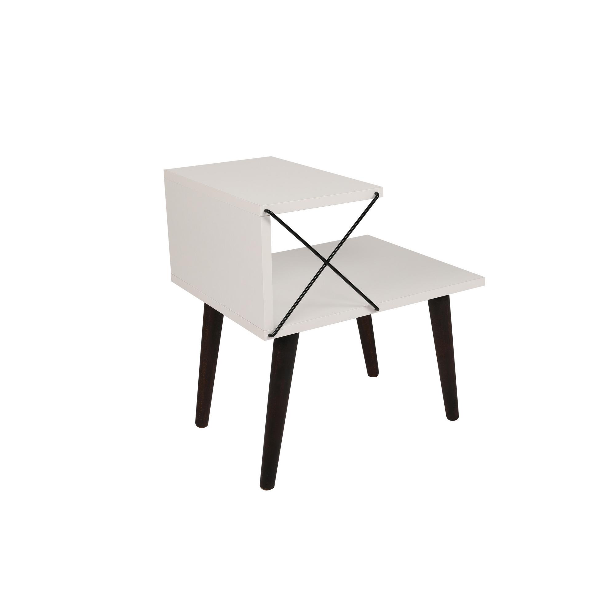 Habitat y Jardin - Mesita de noche de madera <<Cross>> 50 x 40 x 55 cm - Blanca