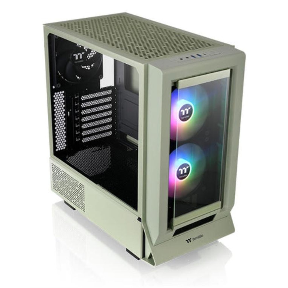 Torre PC Torre Thermaltake Verde Midi Tower Ventanas Vidrio Templado RGB ATX 7 Slot 2x140mm