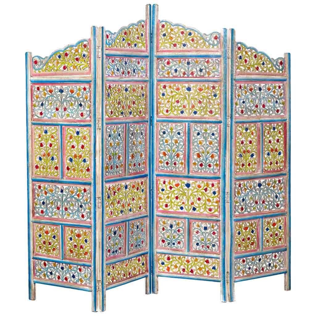 Wonderlust Deco - Biombo de madera artesanal multicolor, 50x25x180h cm Multicolor 50x25x180h cm