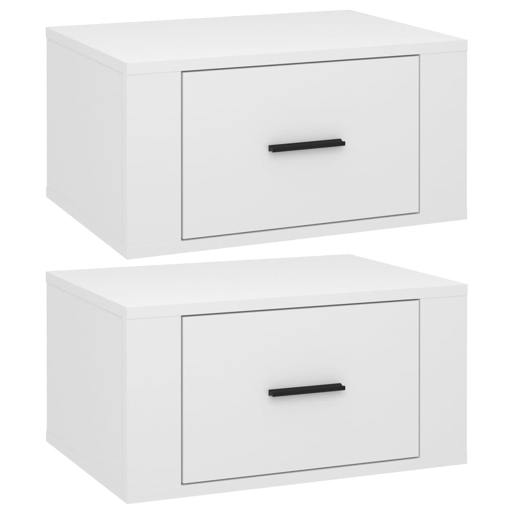 vidaXL Mesitas de noche de pared 2 uds blanco brillante 50x36x25 cm
