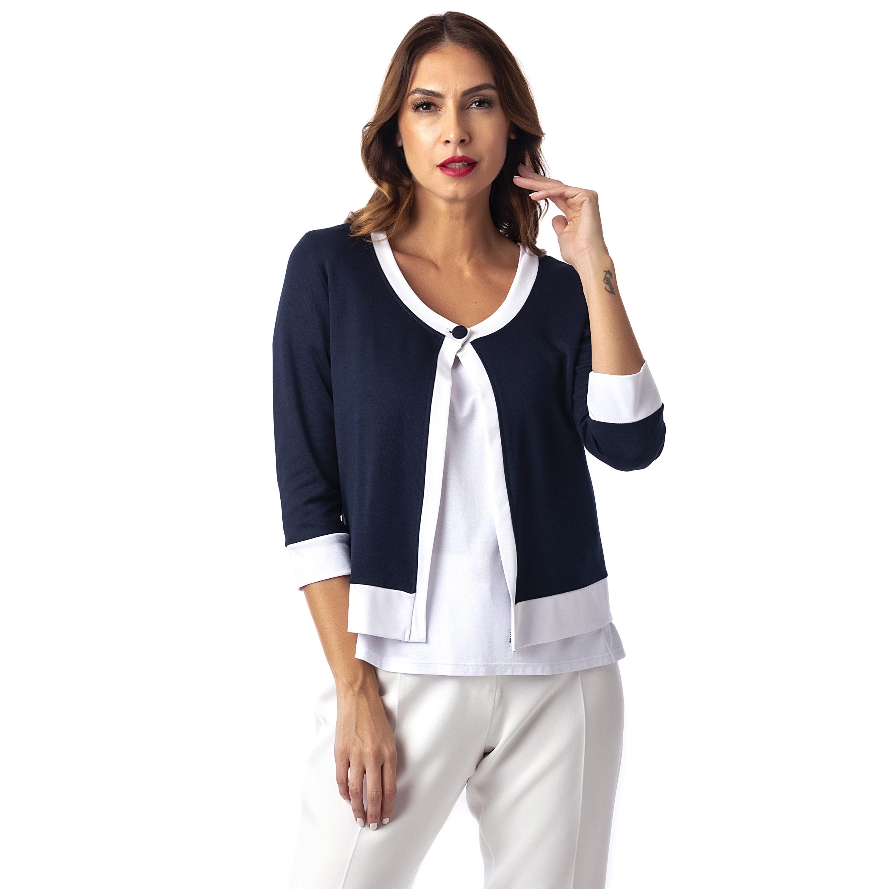 Chaqueta azul marino con detalles en blanco- Natural
