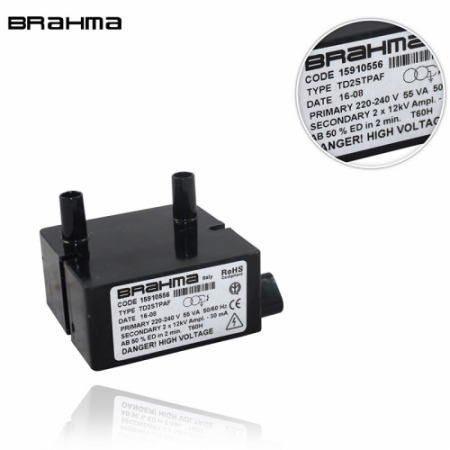 Transformador de Encendido / Bobina Alta Tensión para Quemador de Gasóleo y Gas | Modelo TD2STPAF | Recambio de Caldera | Generador de Chispa de Seguridad
