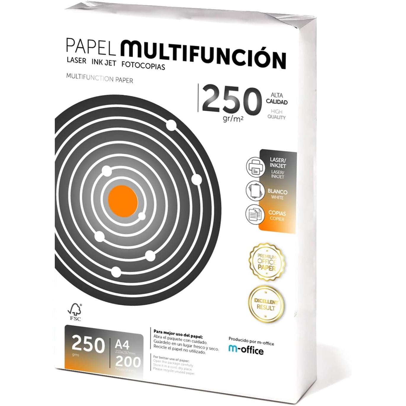 Folios A4 de Gramaje vairable y cantidades varias, Papel Multiusos para Impresora, Folios para Impresoras Laser y de Inyección, Fotocopiadora, Fax, Para uso Oficina, Material Escolar, Paquete folios. m-office