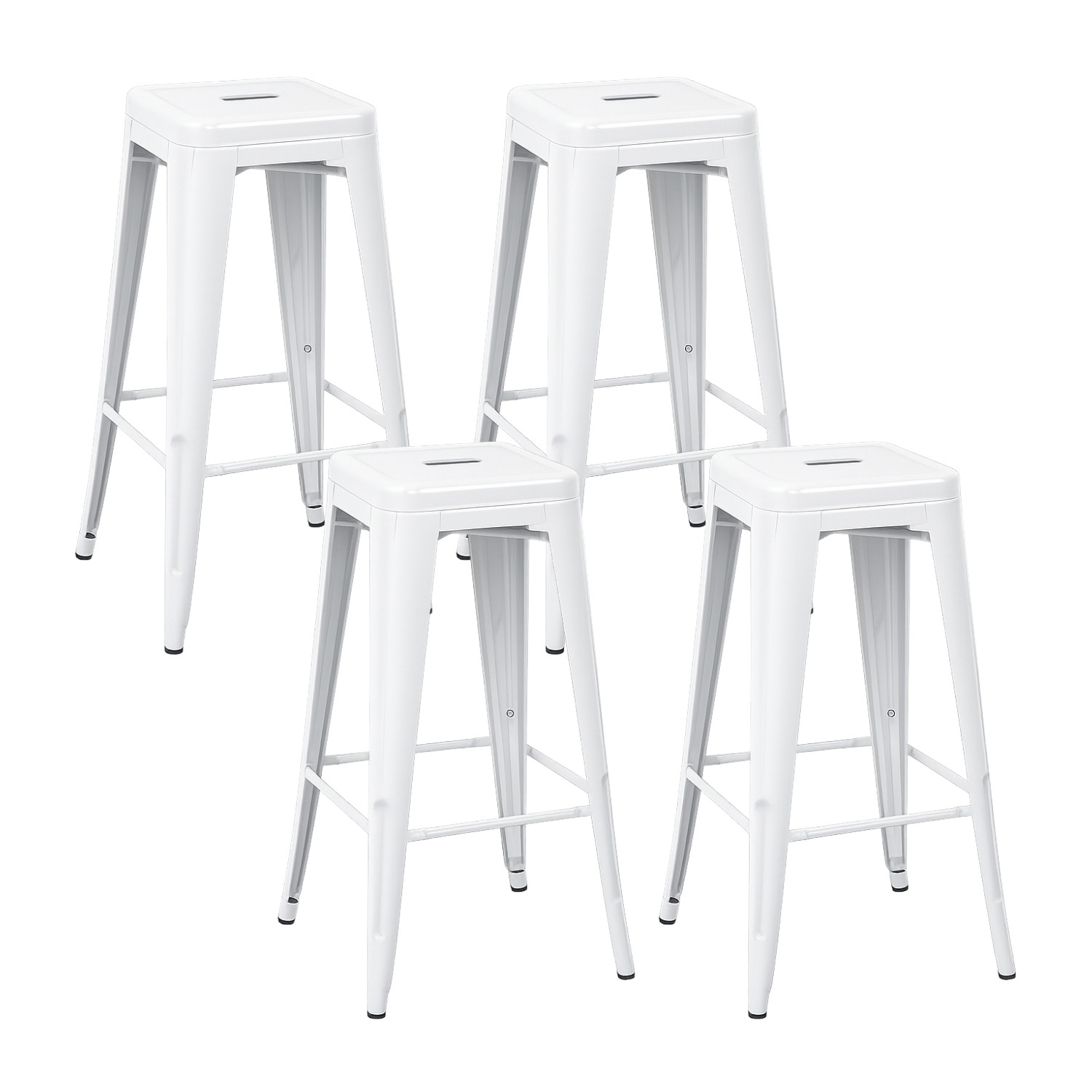 Pack 4 Taburetes Medios Industriales Apilables de Acero 43x43x76cm Thinia Home