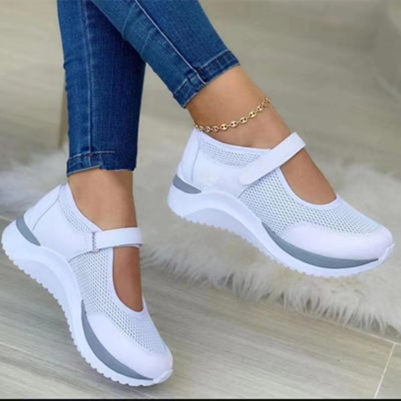 Sandalias de Verano con punta Redonda, Suela Gruesa y Velcro para Mujer, sandalias Romanas de rejilla de Estación Independiente de gran tamaño