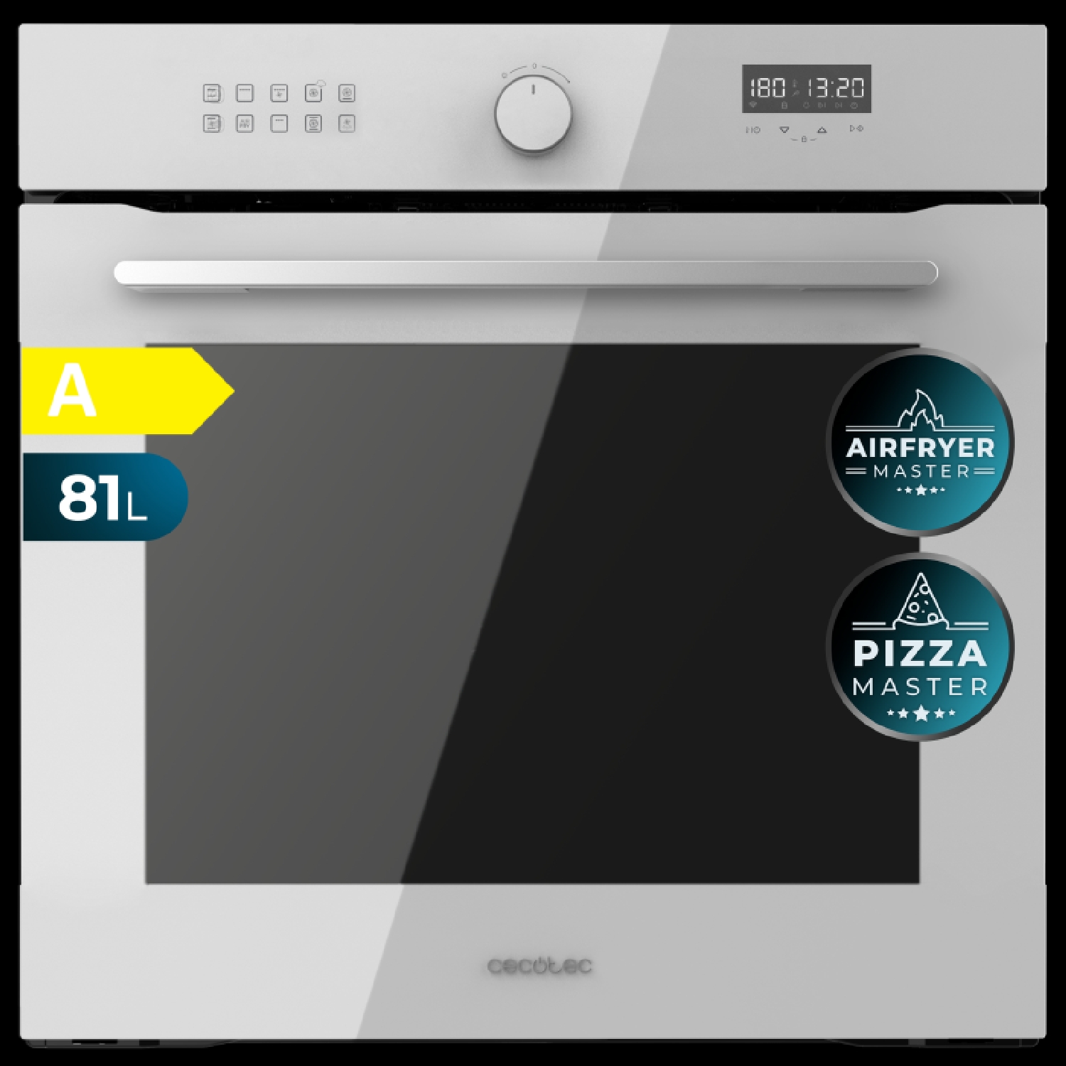 Cecotec Horno Integrable Multifunción 60cm Bolero Hexa AF316000 Glass White A. 3400W, 81L Capacidad