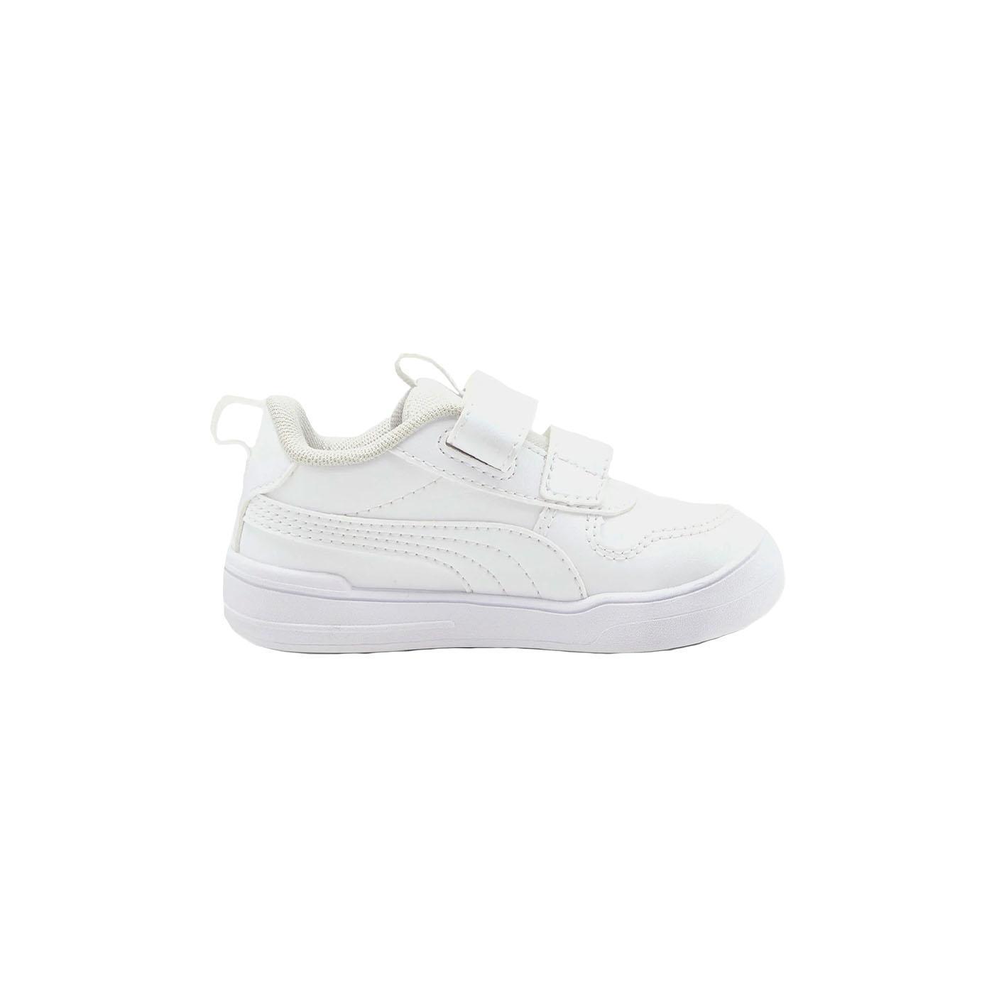 Zapatilla Niñ@ Puma Multiflex Blanca de Cuero Sintético con Tiras de Velcro