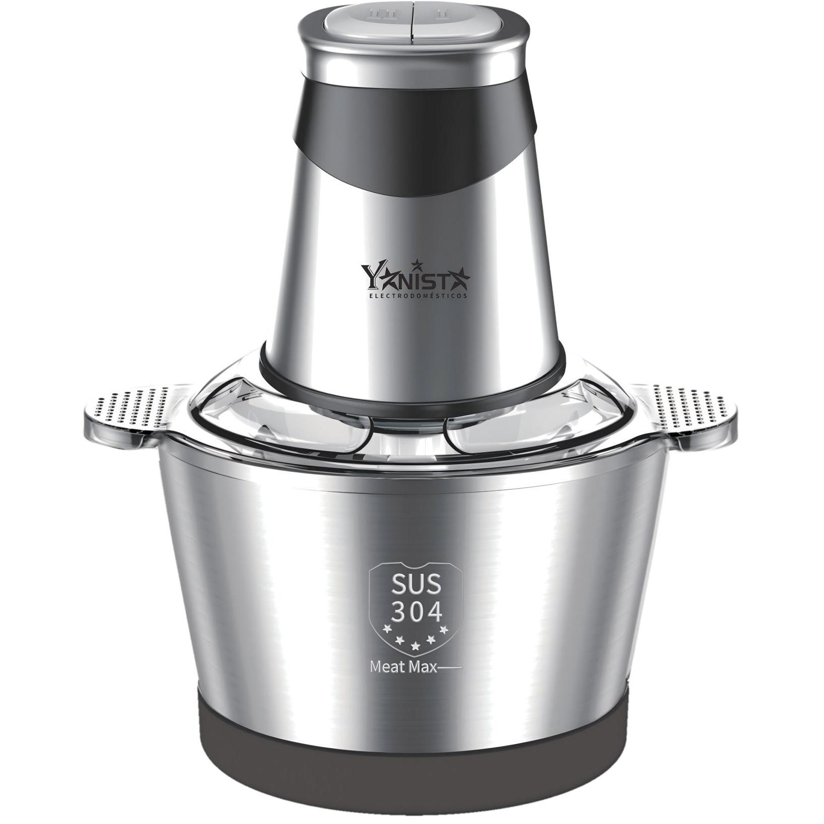 Picador de Alimentos 2L de Acero Inoxidable – Motor de Cobre 300W, 2 Velocidades, 4 Cuchillas de Acero Doble, Grado Alimentario y Tapa de Sellado – Picado Rápido y Preciso para Cocina