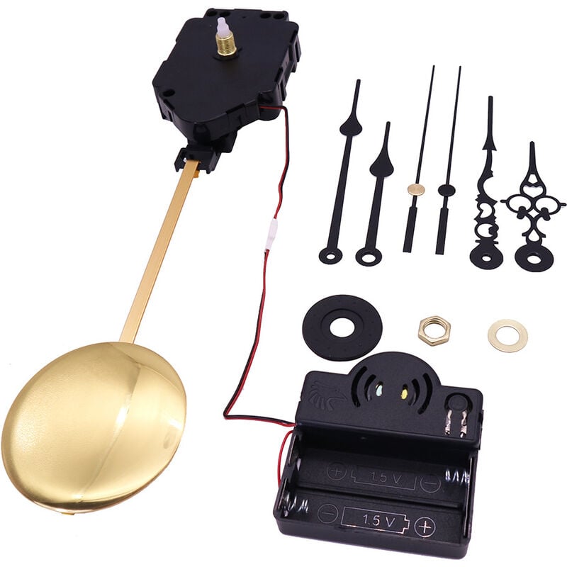 TK Kit de mecanismo de reloj de cuarzo, eje de 17 mm, con 2 pares de manecillas y péndulo