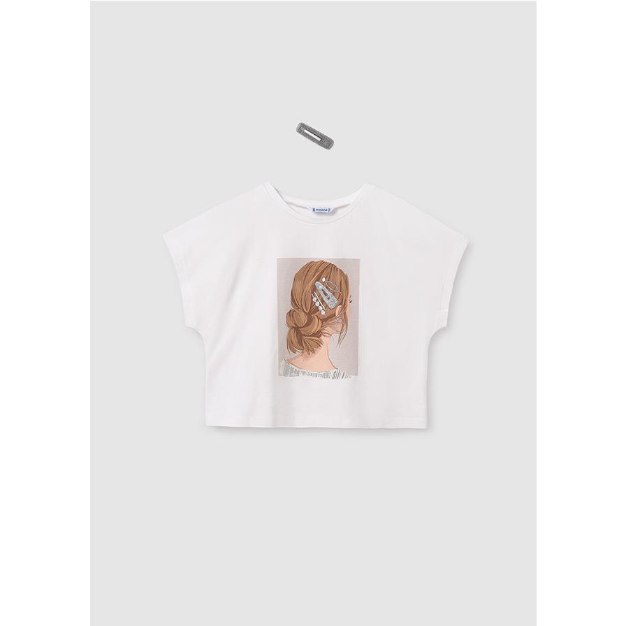 Mayoral - Camiseta para niña con diseño de pinza, estilo casual y cómoda, color beige, ideal para uso diario en primavera y verano