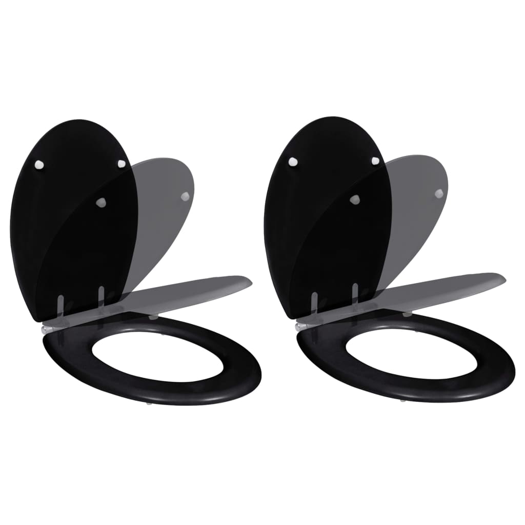 vidaXL 2x Asiento Inodoro WC Tapa de Cierre Suave MDF Aseo Casa Diseño Blanco liso,  concha,  Piedras y mas