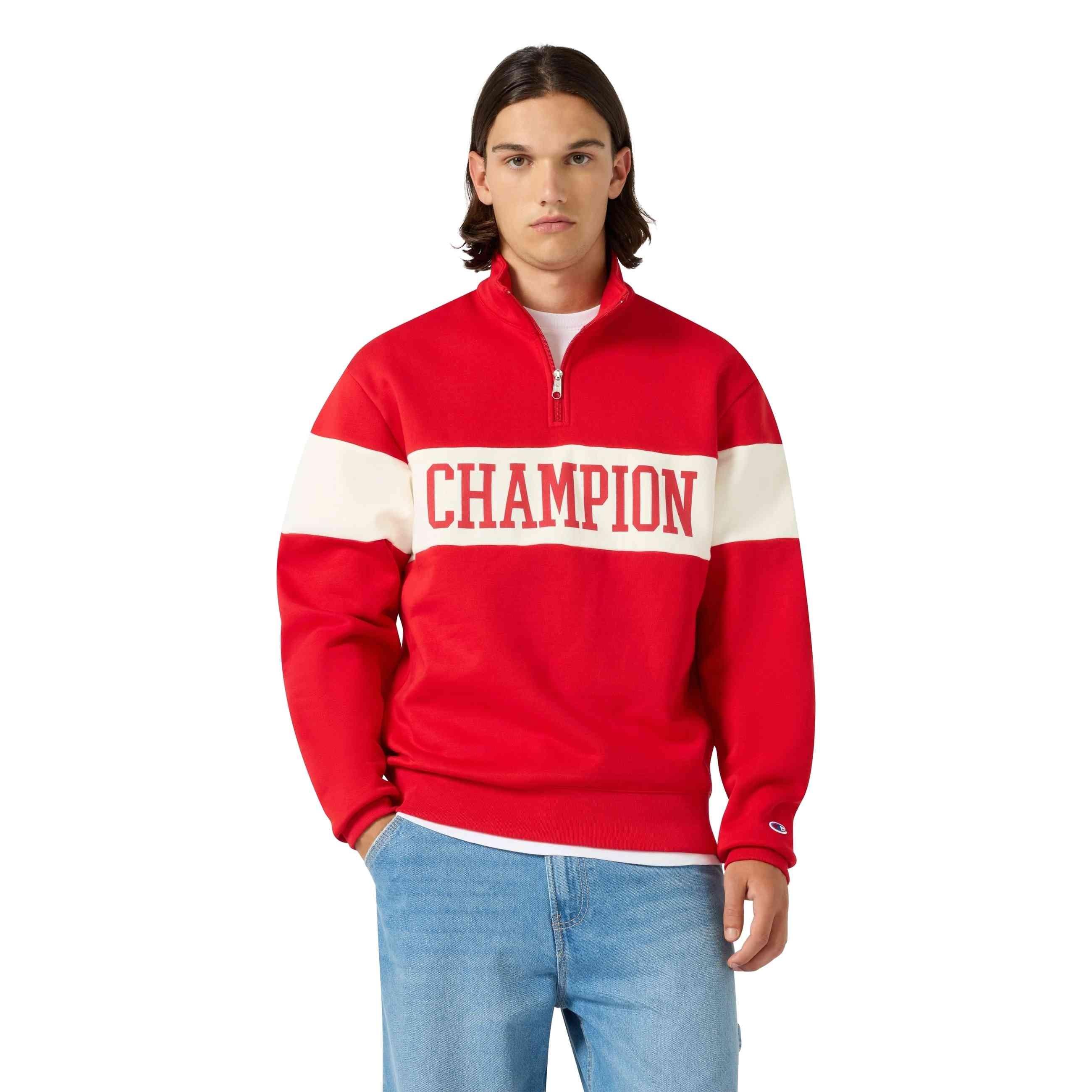SUDADERA CHAMPION ROJA ACADEMY LOGO HALF ZIP SWEATSHIRT