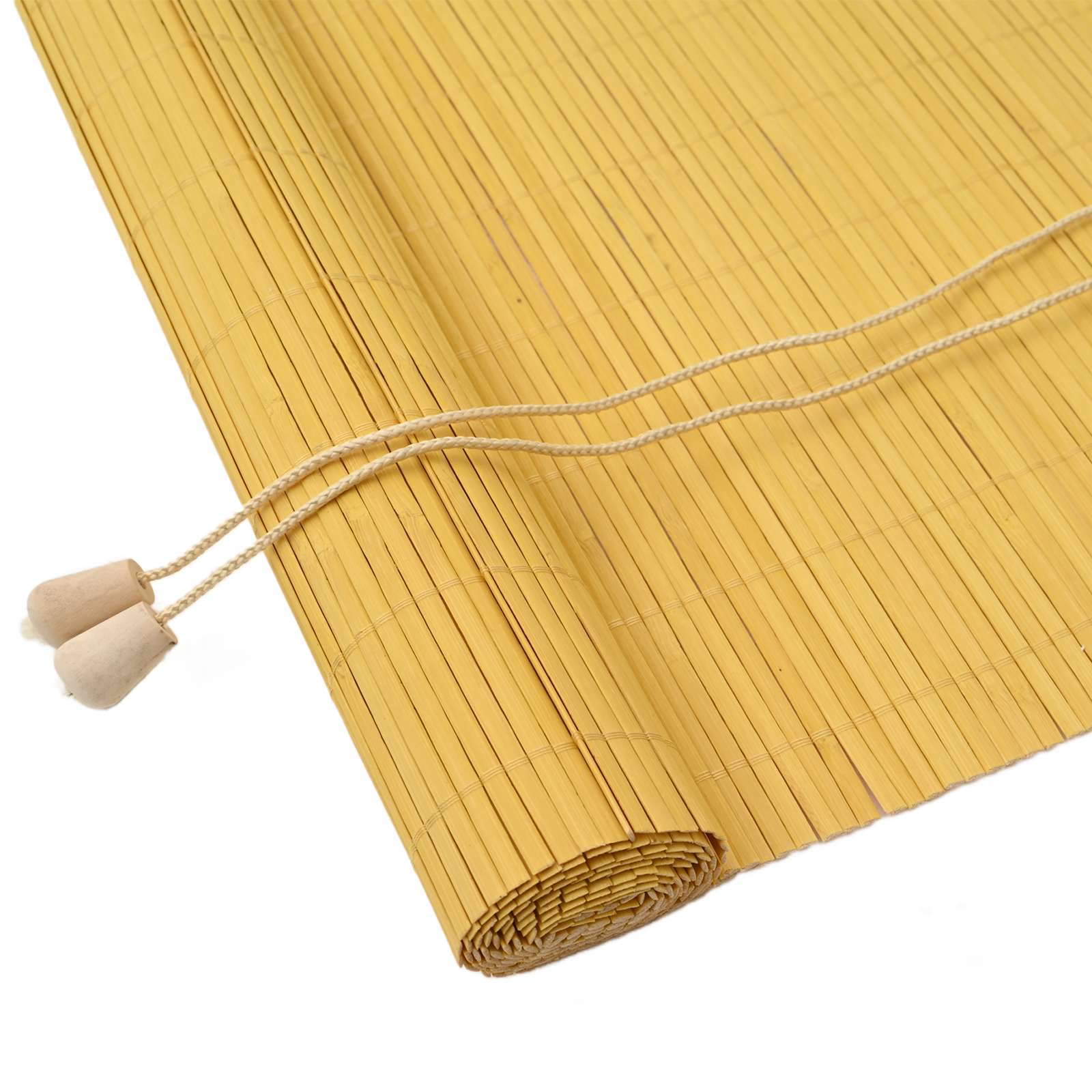 vidaXL Estor enrollable con cortinas Amarillo 140 x 160 cm Bambú
