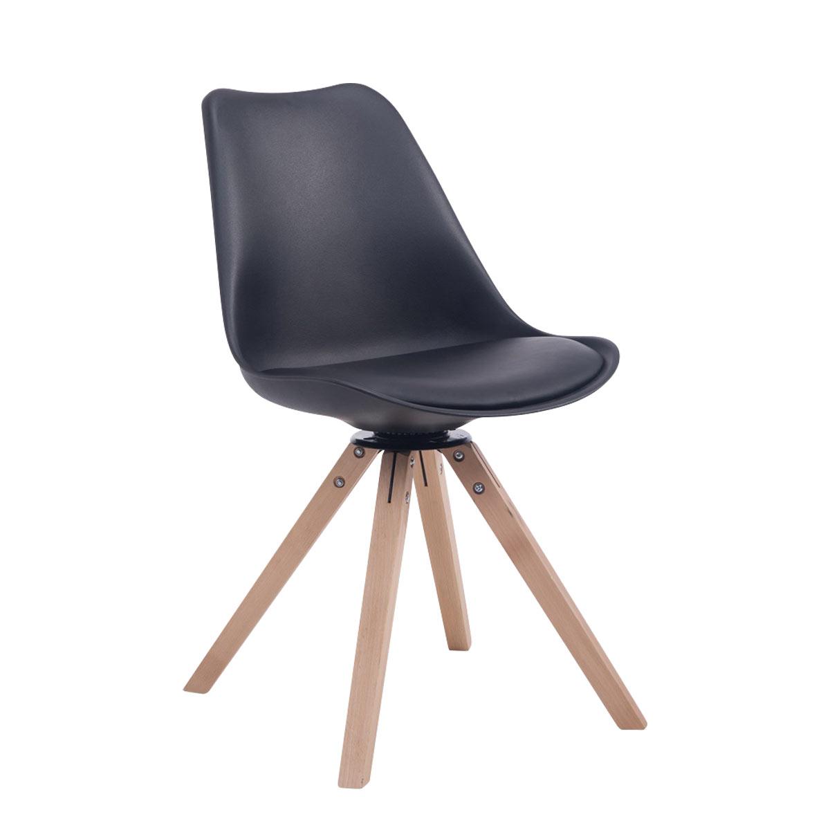 Silla para visitas Troyes Square Negro,Natural