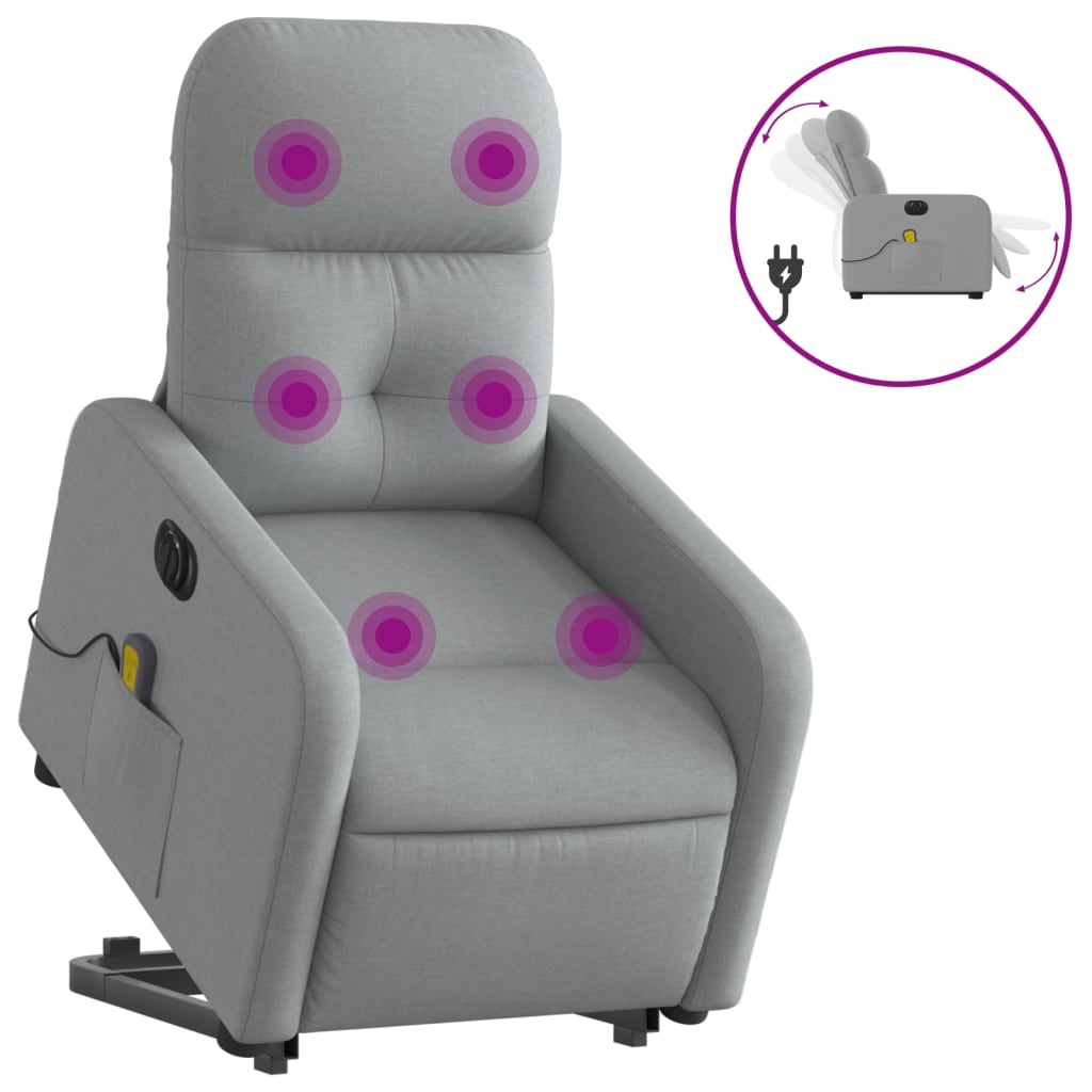 Vidaxl Sillón de Masaje Eléctrico Reclinable Tela Gris Claro