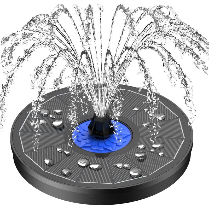 CA Fuente solar mejorada, fuente solar de 3,5 W para baño de pájaros con flores, bomba de fuente solar para fuente exterior con boquilla 7 en 1, 4 tubos de montaje para colibríes, jardín, piscina