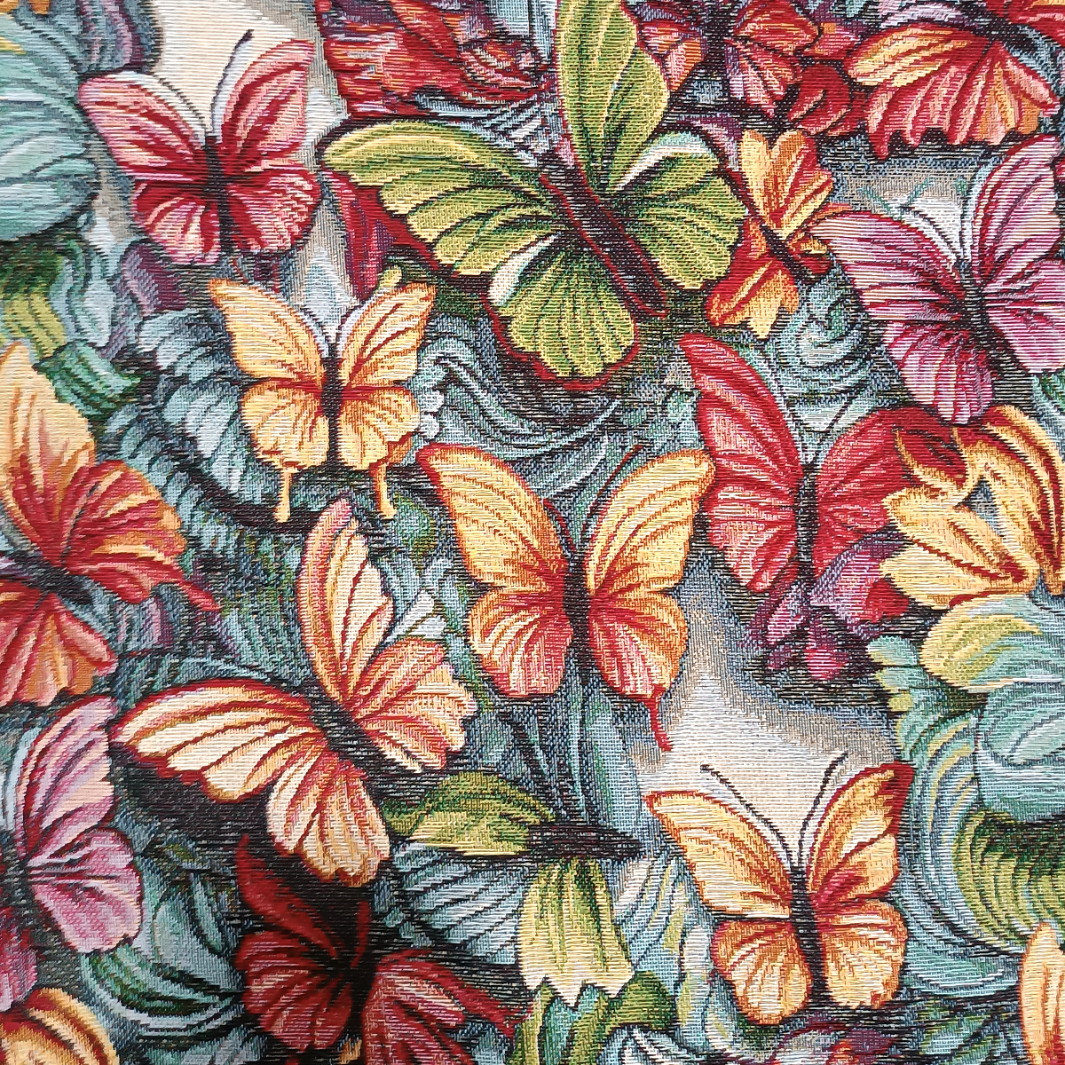 Lafabricadelastelas- Gobelino tela de tapicería Jacquard dibujo mariposas alta definición , tela por metros, metraje desde 0,5 metros .Ancho 2,8 m.  Resistente, opaco, alta calidad, cortinas, cojines, colchas, bolsos, cubresogfás.