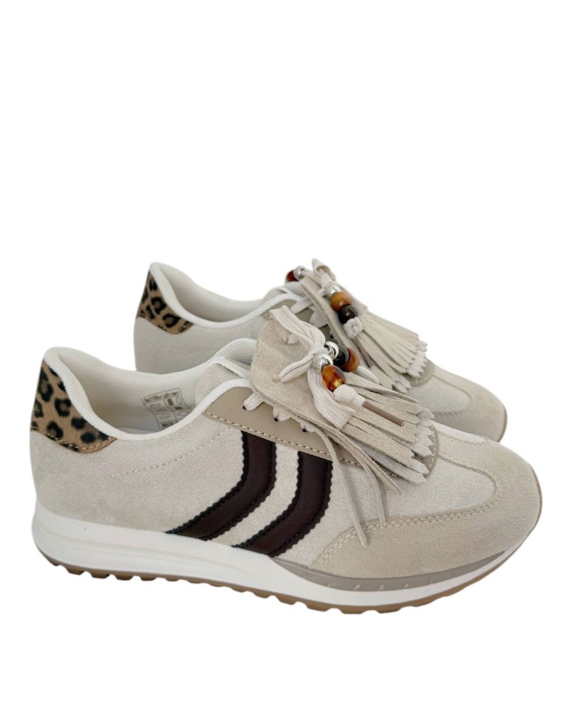 Zapateos - Zapatillas deportivas de mujer con flecos extraíbles, calzado plano cómodo y tendencia actual para uso diario