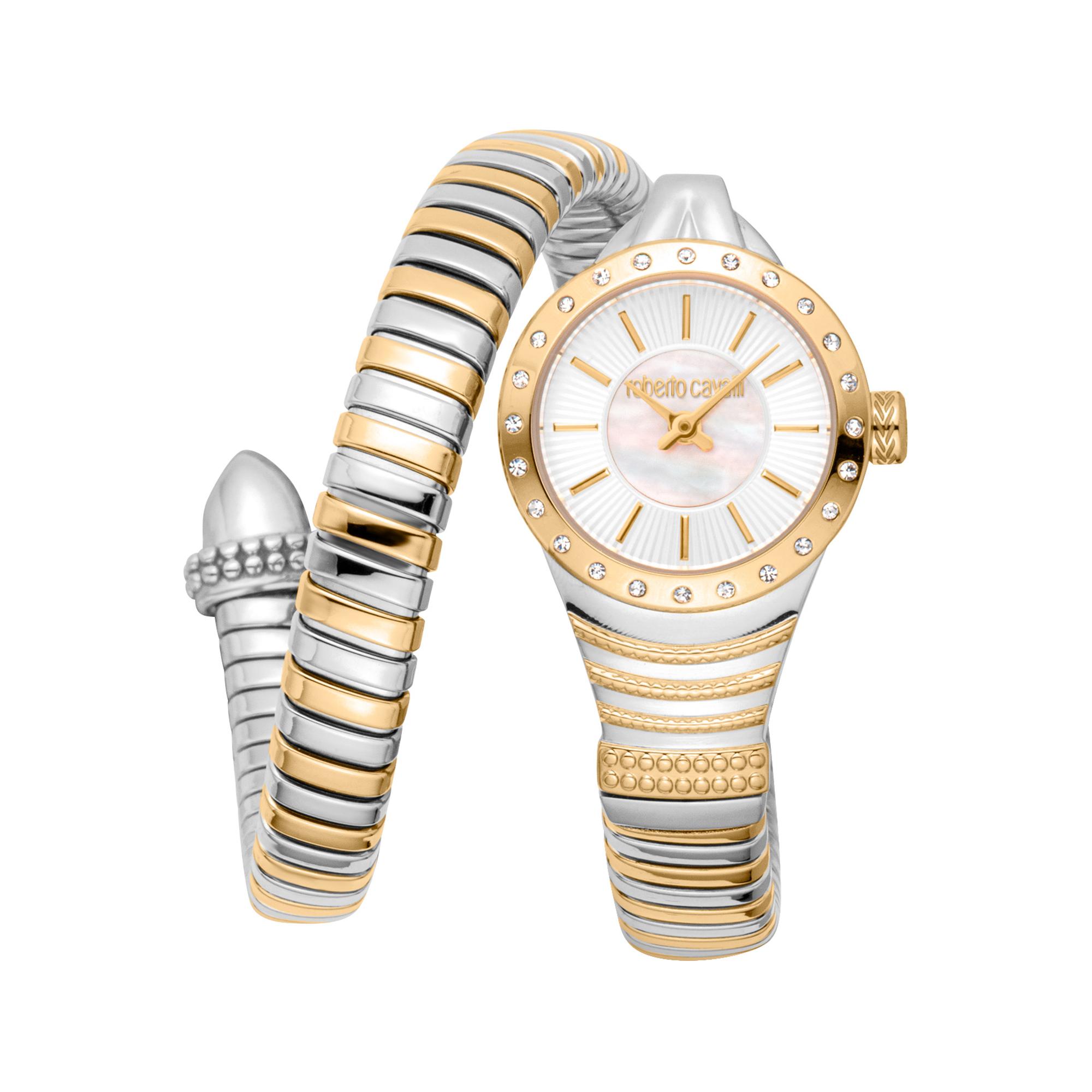 Reloj De Pulsera Roberto Cavalli Roberto Cavalli Lady - Rc5L114M0065 Correa Color: Gris Plata Oro Amarillo Dial Mother Of Pearl Gris Plata Blanco Perl