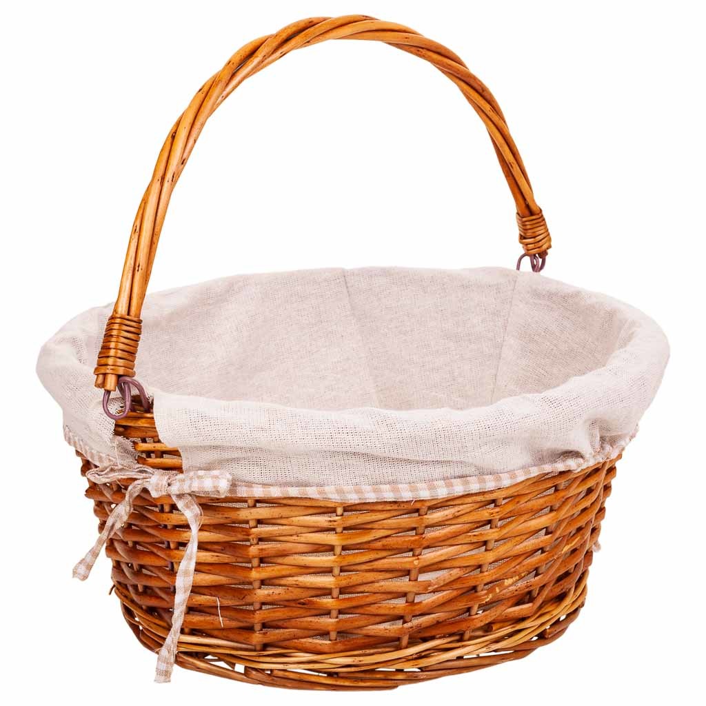 Cesta mimbre forrado asa abatible Marrón Medidas: 37x37x17cm
