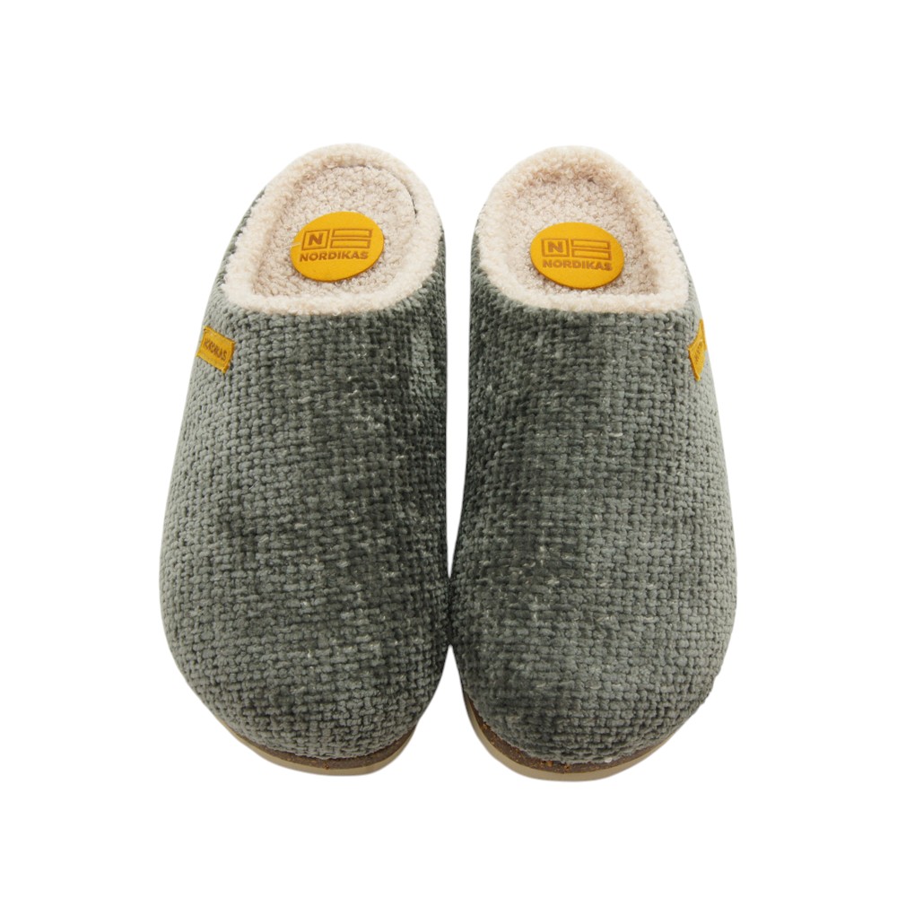 NORDIKA'S mod. 2255 zapatilla casa para hombre en lana natural, sin cordones