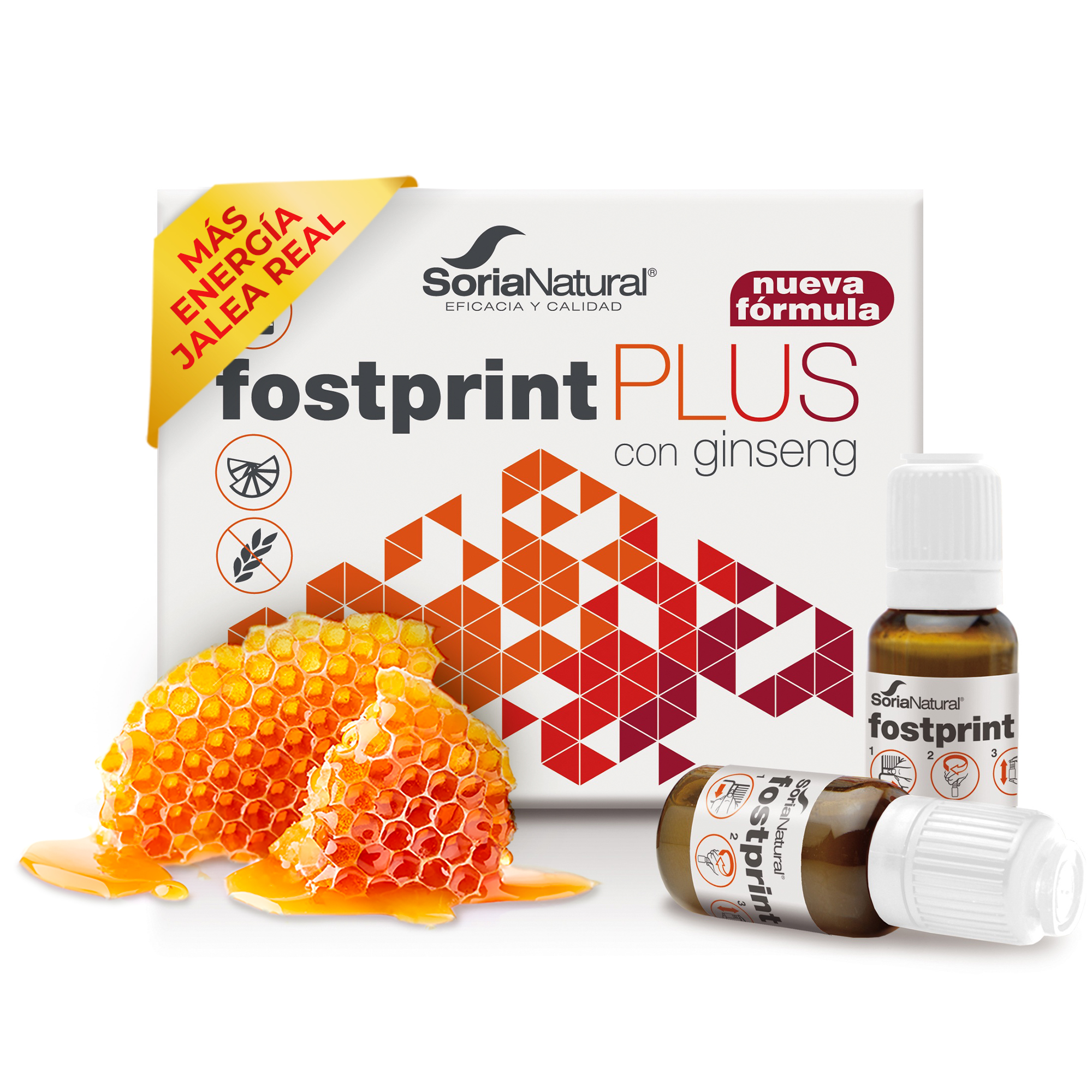 Fost print Plus con Ginseng - Soria Natural - Multivitaminas y Jalea Real - 20 Viales de 15ml