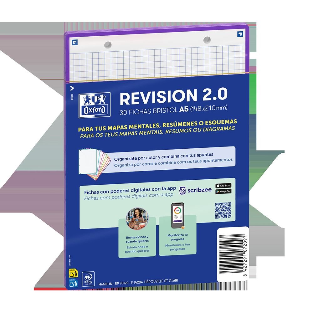 OXFORD FICHA REVISION FLASHCARD 2 0 A5 CUADRO 5X5 LILA 2T 30U OXFORD