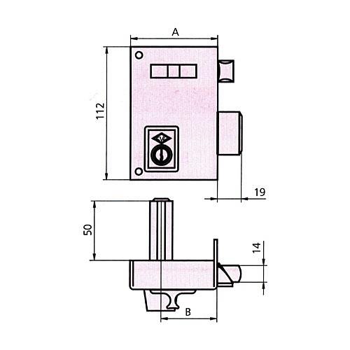 Cerradura sobreponer CVL 56A 70 derecha HE PF