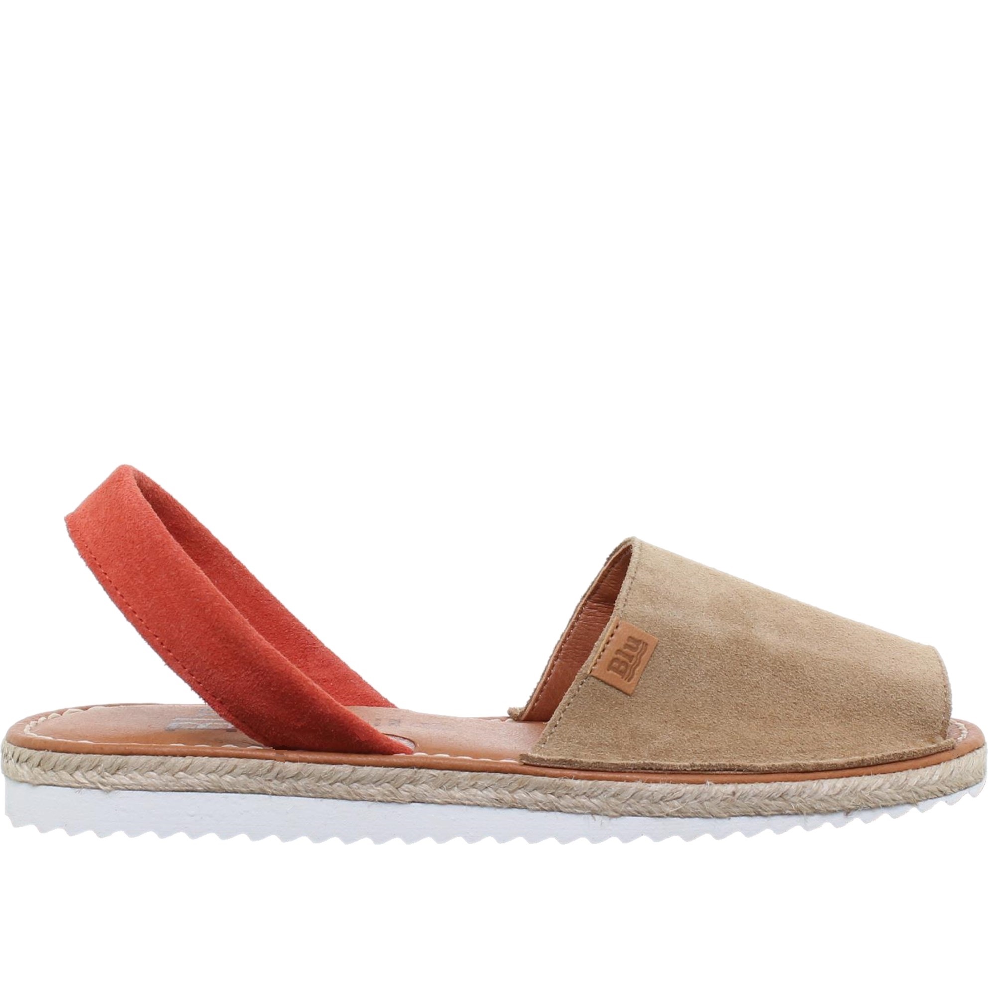 Blusandal Abarcas Sandalia Menorquinas Mujer Beige Piel Suela Acolchada 15202BLU