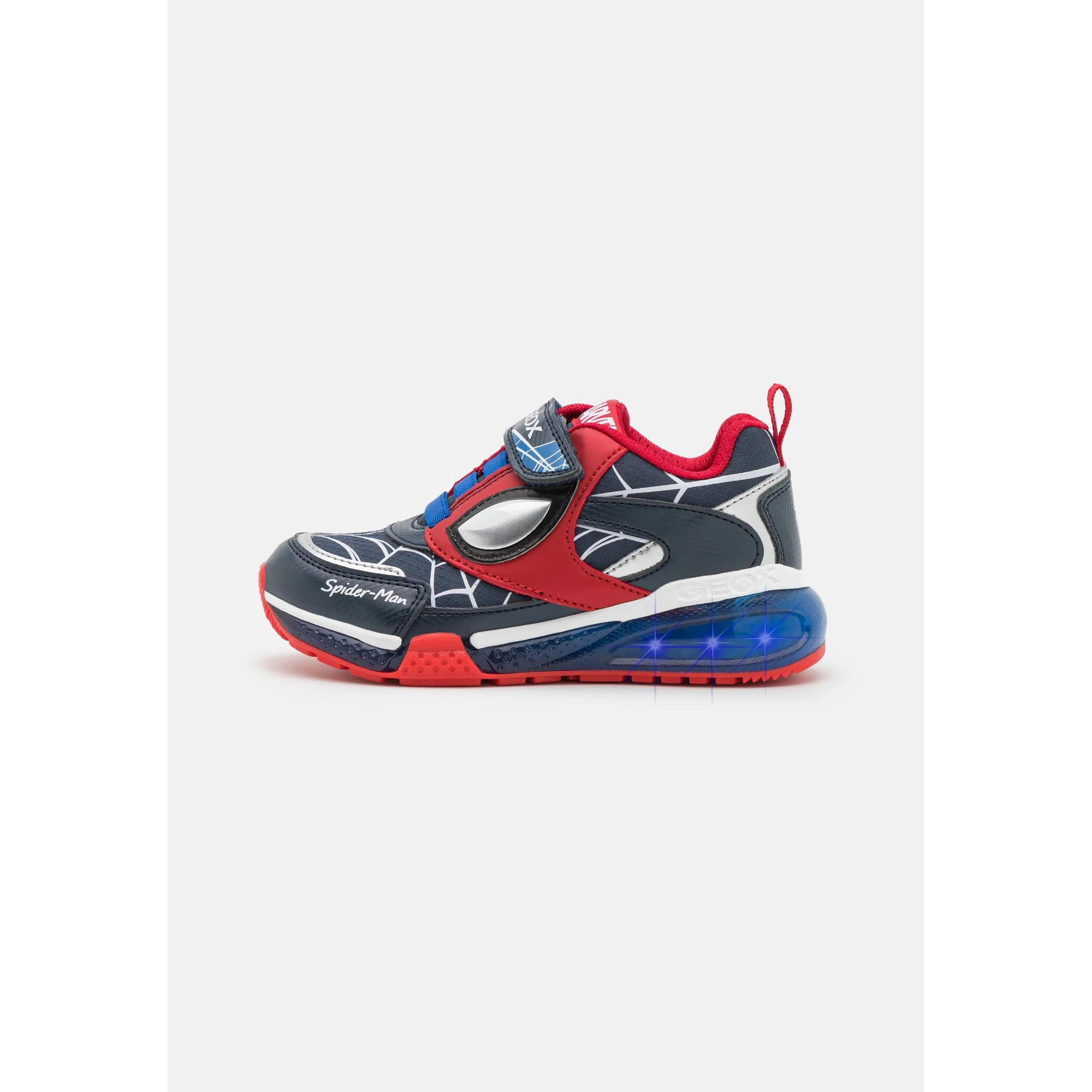 Deportivas Geox Marvel Spiderman Light Up Bayonyc, cierre de velcro, color azul, con luces, interruptor de apagado