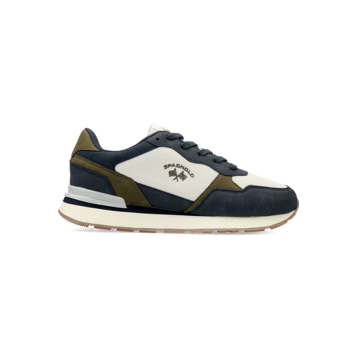Spagnolo - Zapatillas sneakers casual hombre modelo SPAGNOLO, de piel sintética y textil con mediasuela EVA y suela de goma, plantilla acolchada extraíble