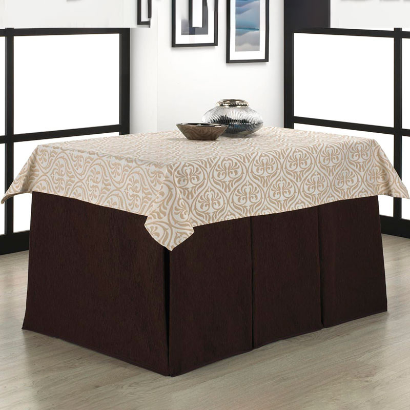 RUFINO DÍAZ Falda Camilla Rectangular Bali Jacquard + Tapete - Tejido resistente y agradable al tacto - Perfecta para decorar y proteger tu mesa