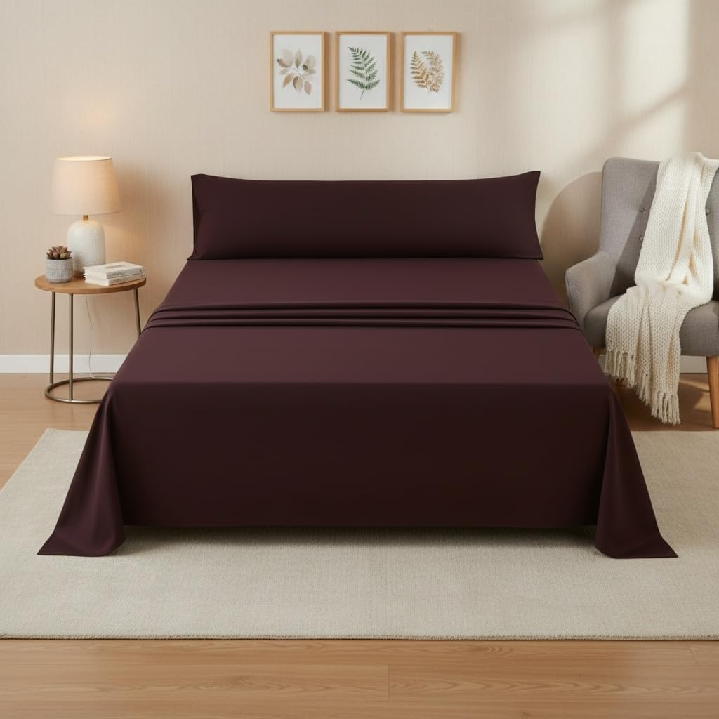 Juego de Sábanas para Cama 90/105/135/150/180cm Lisa, 3 Piezas, Sábana Bajera, Sábana Encimera y 1 Funda de Almohada, Suave y Fresca, Fácil de Lavar