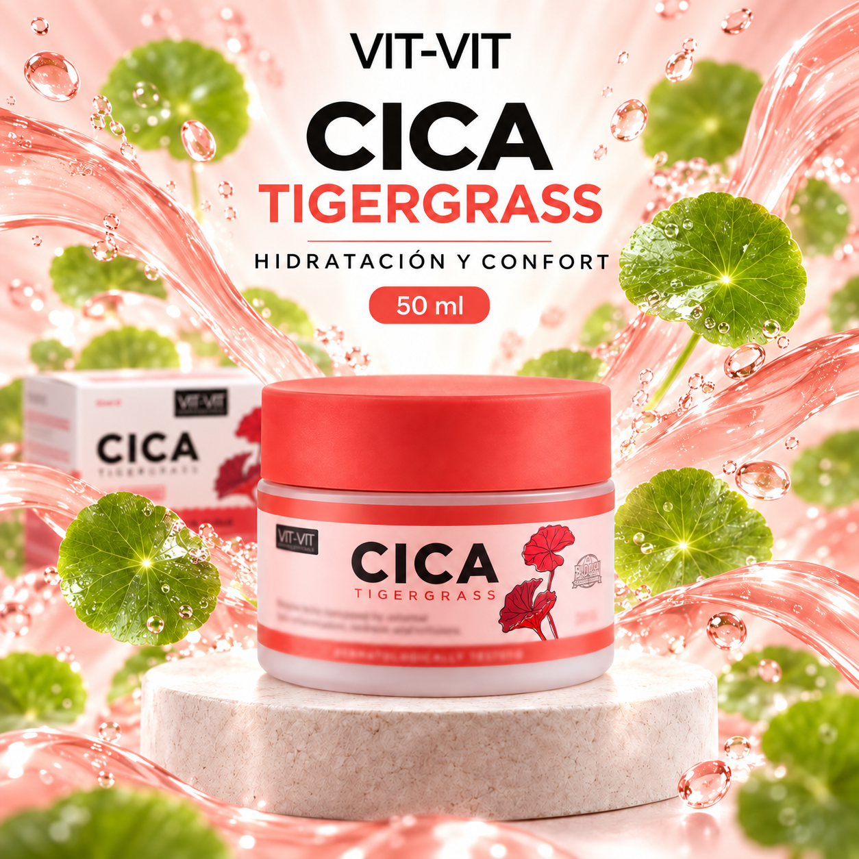 Crema Facial Hidratante VIT VIT CICA Tigergrass 50 ml con TECA, Centella Asiática, Niacinamida y Ácido Hialurónico | Suavidad y Confort | Diet Esthetic